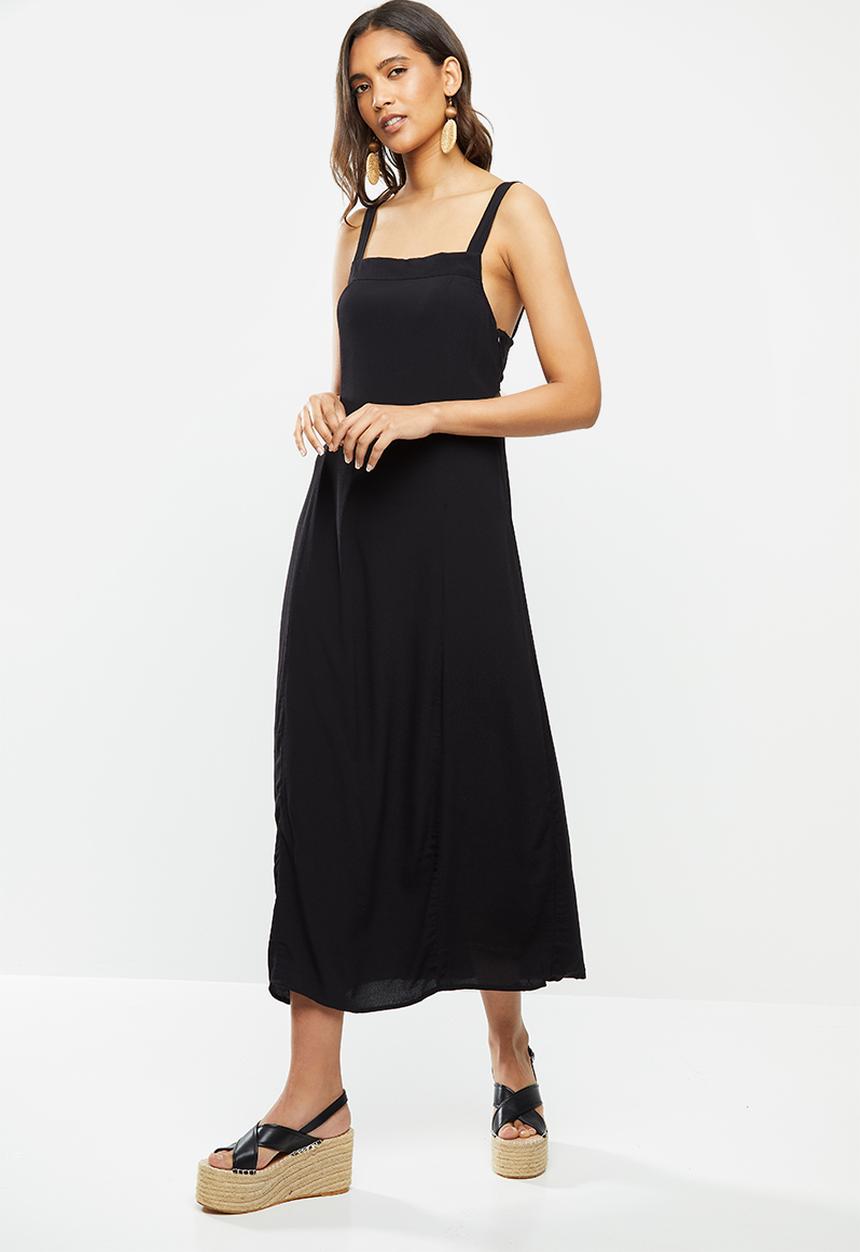Cotton On - Woven Millie tie back midi dress - black