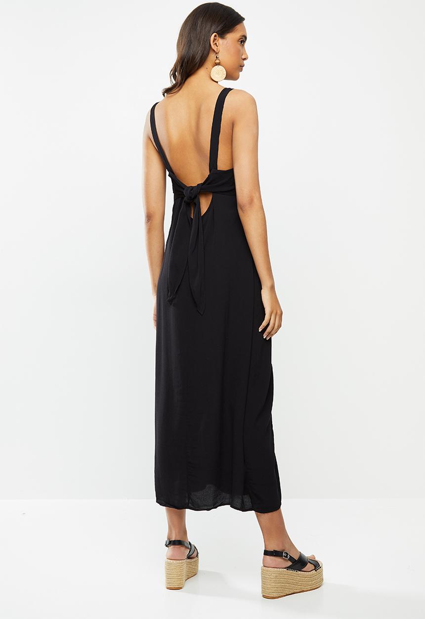 Cotton On - Woven Millie tie back midi dress - black