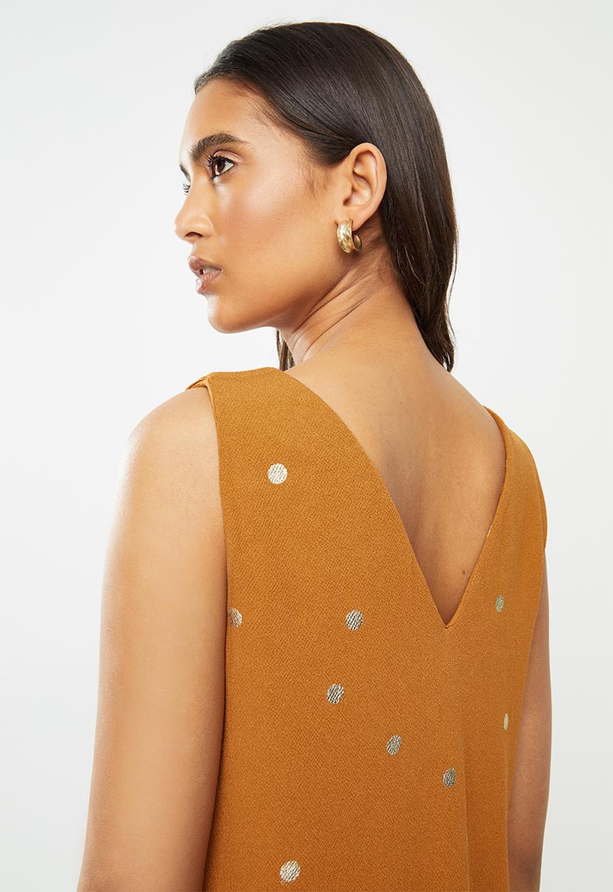 Vero Moda - Big dot sleeveless short dress - brown