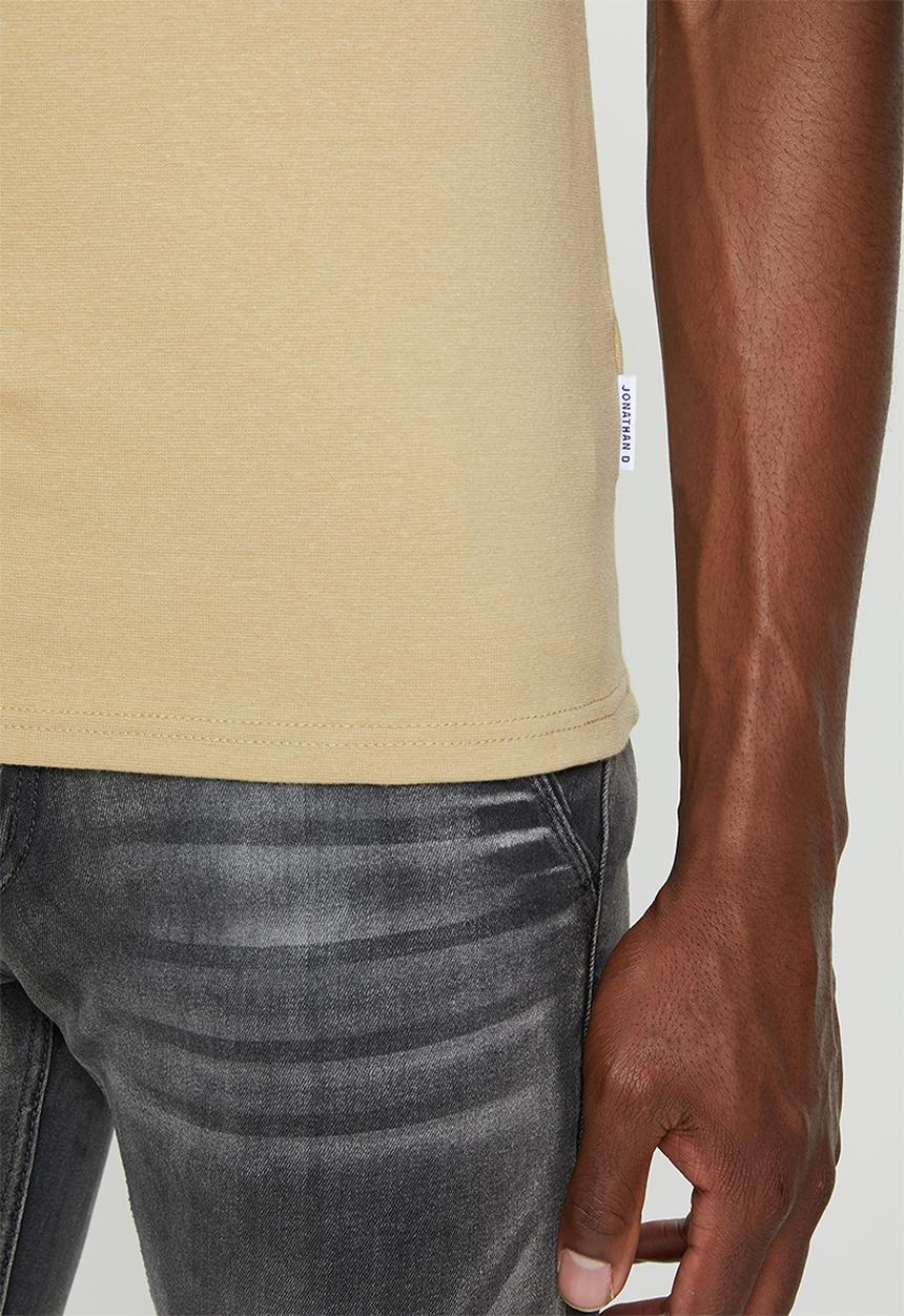 Jonathan D - Slim fit short sleeve V-neck - stone