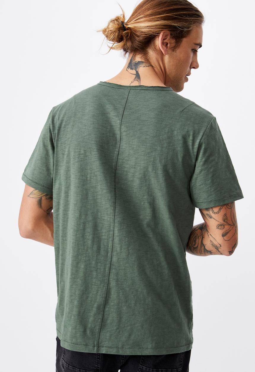 Cotton On - Slub v neck tee - forest green