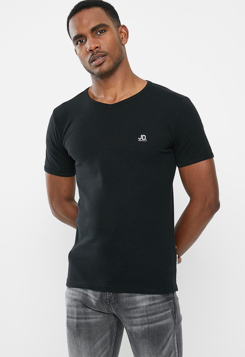 Jonathan D - Slim fit short sleeve V-neck - black