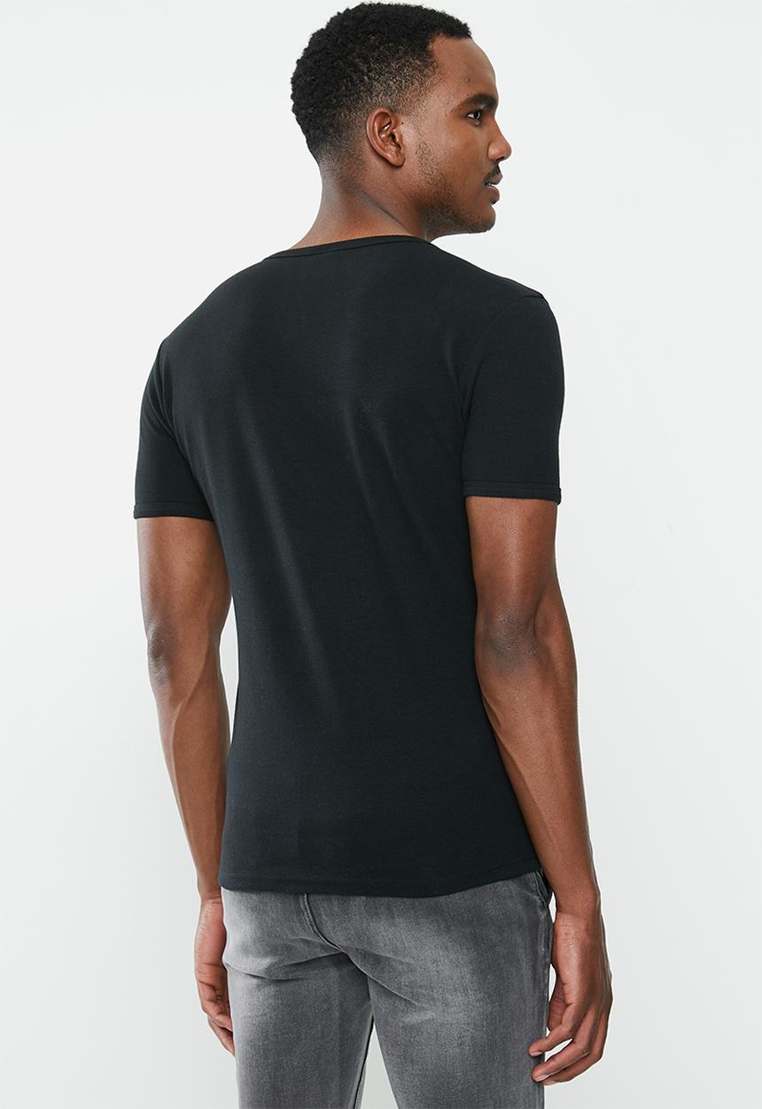 Jonathan D - Slim fit short sleeve V-neck - black