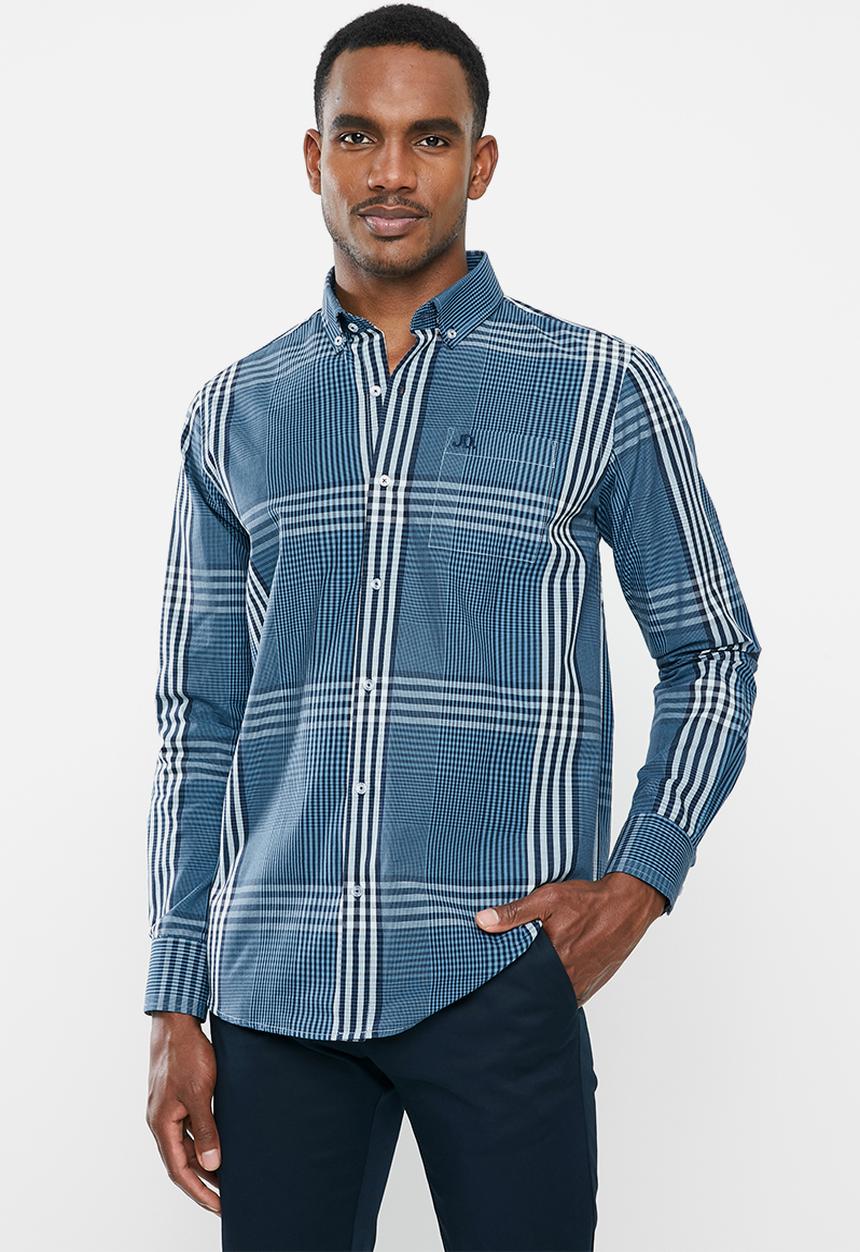 Jonathan D - Casual long sleeve check shirt - blue