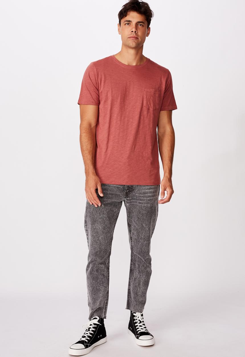Cotton On - Slub crew neck tee - ox blood