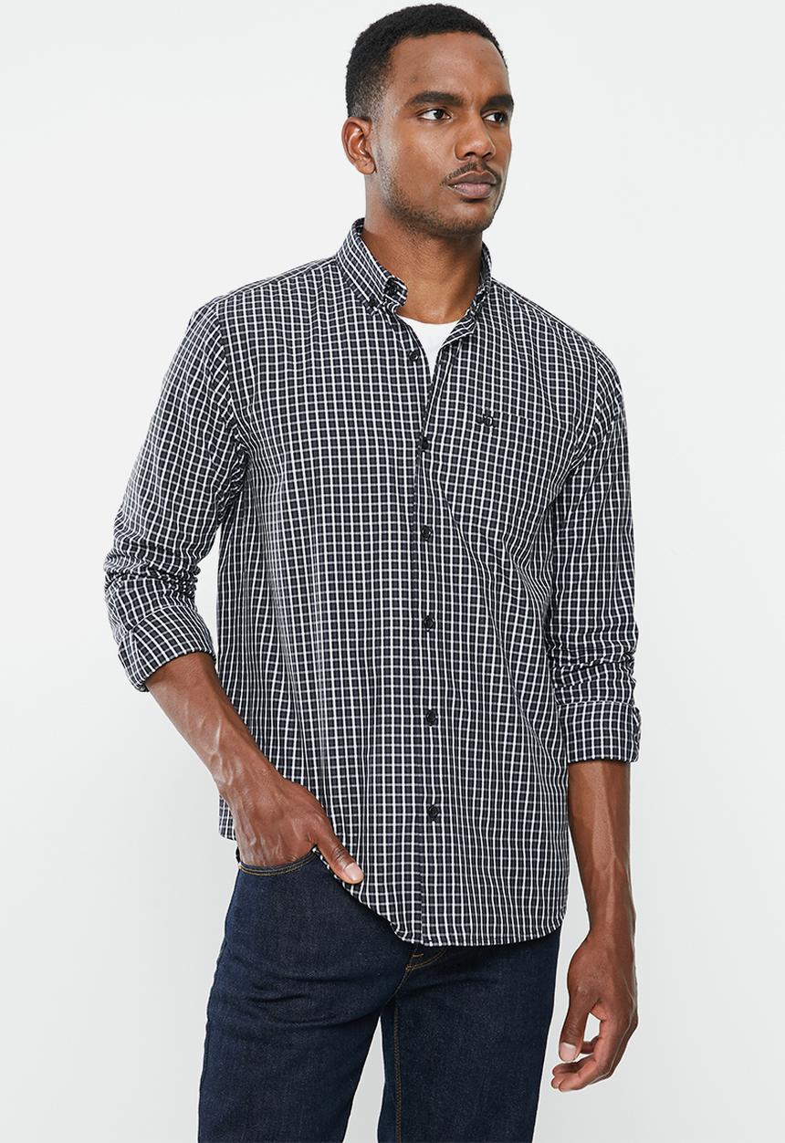 Jonathan D - Casual long sleeve check shirt - black
