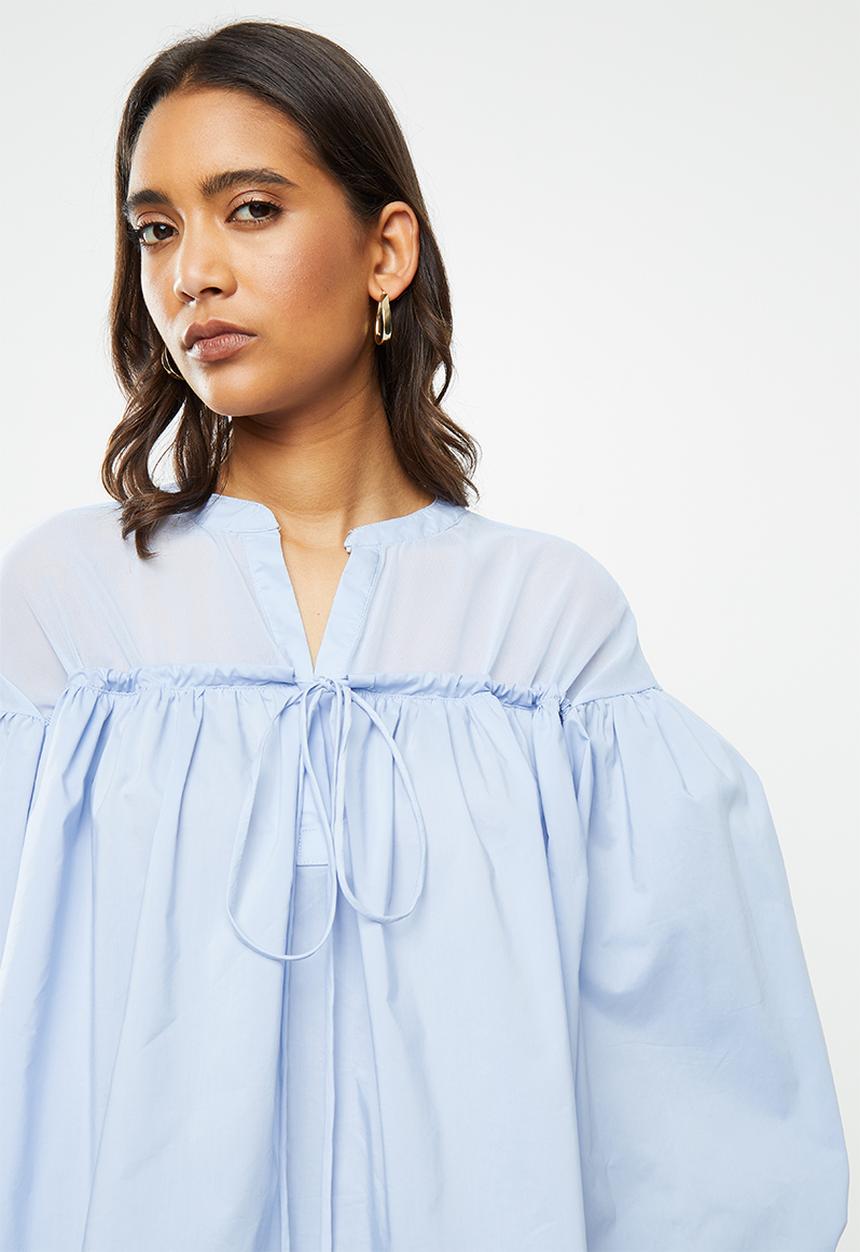 Glamorous - Tie front blouse - blue