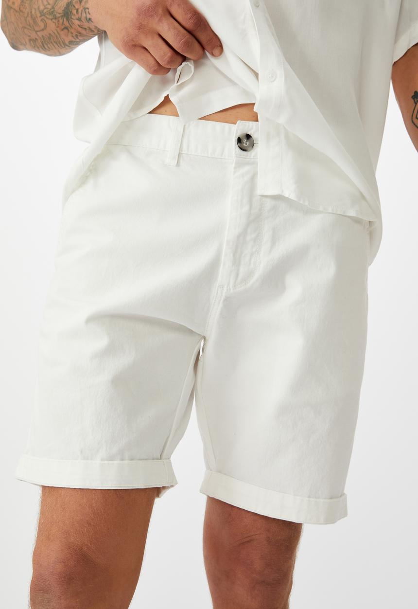 Cotton On - Washed chino short - white