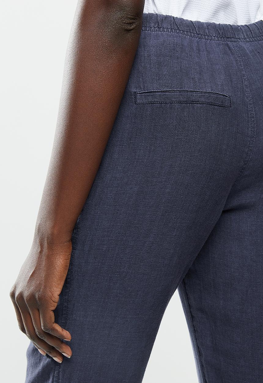 MANGO - Trousers linen - navy