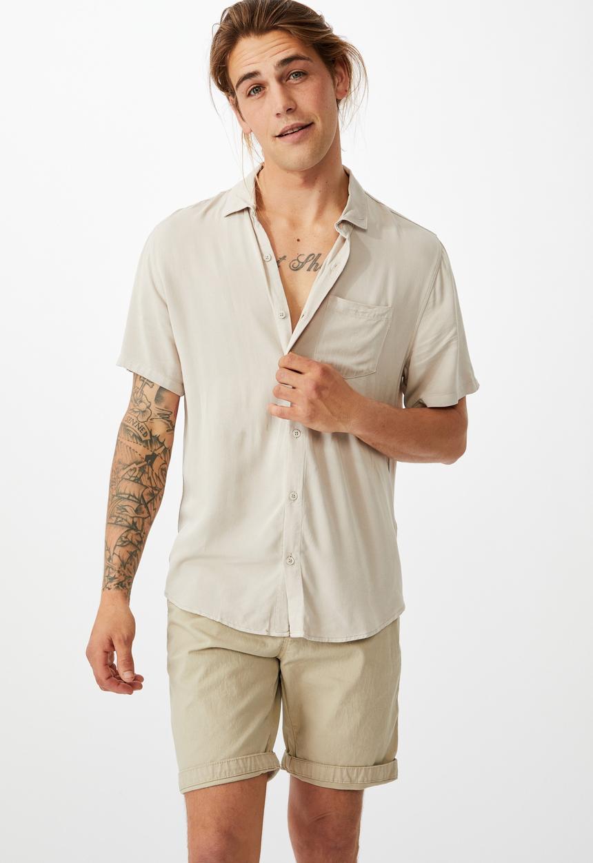 Cotton On - Washed chino short - stone