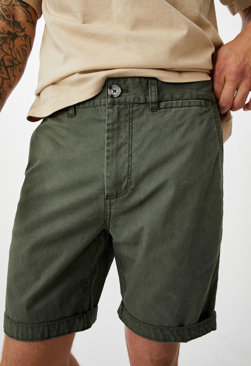 Cotton On - Washed chino short - pigment olive