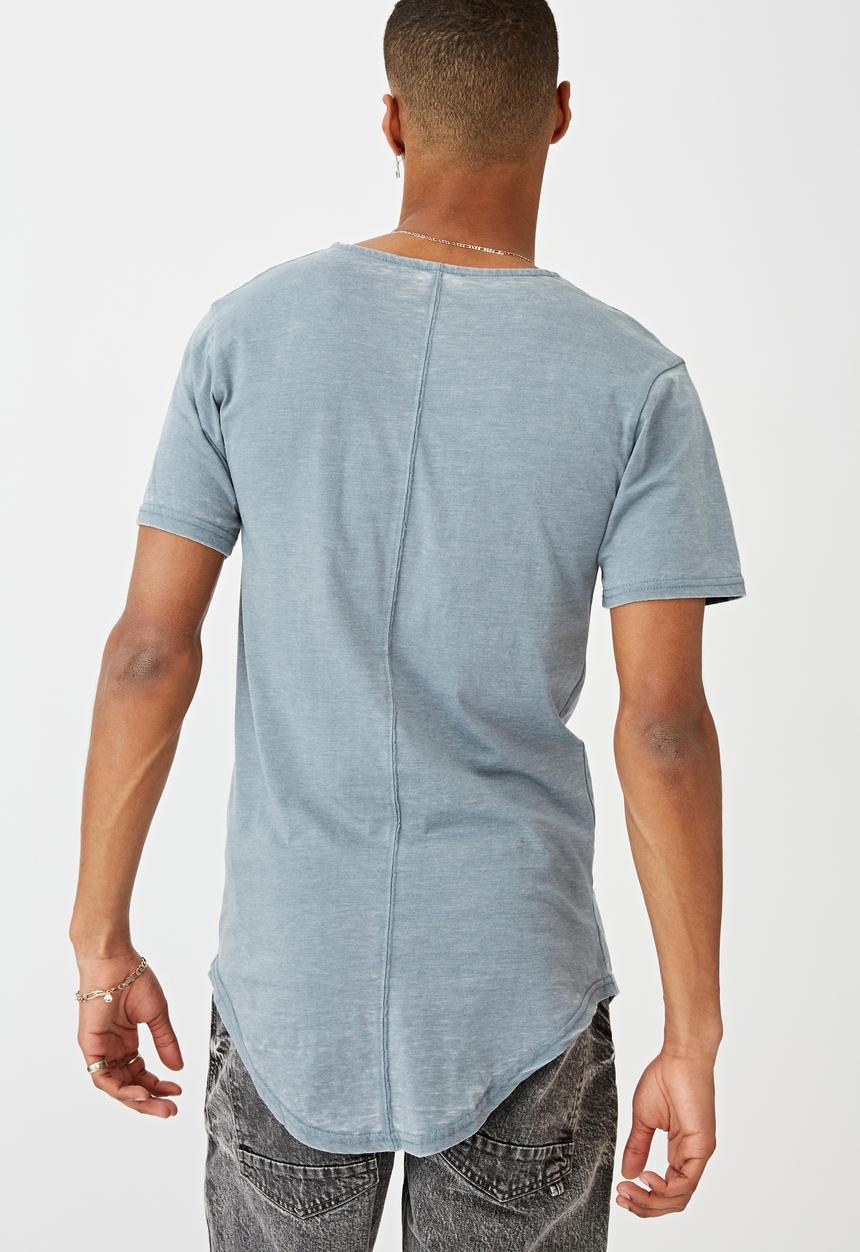 Cotton On - Longline scoop burnout tee  - citadel