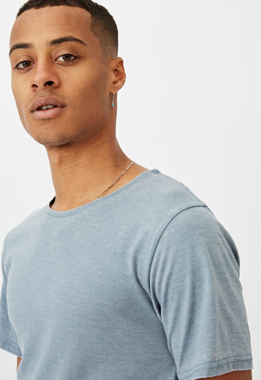 Cotton On - Longline scoop burnout tee  - citadel