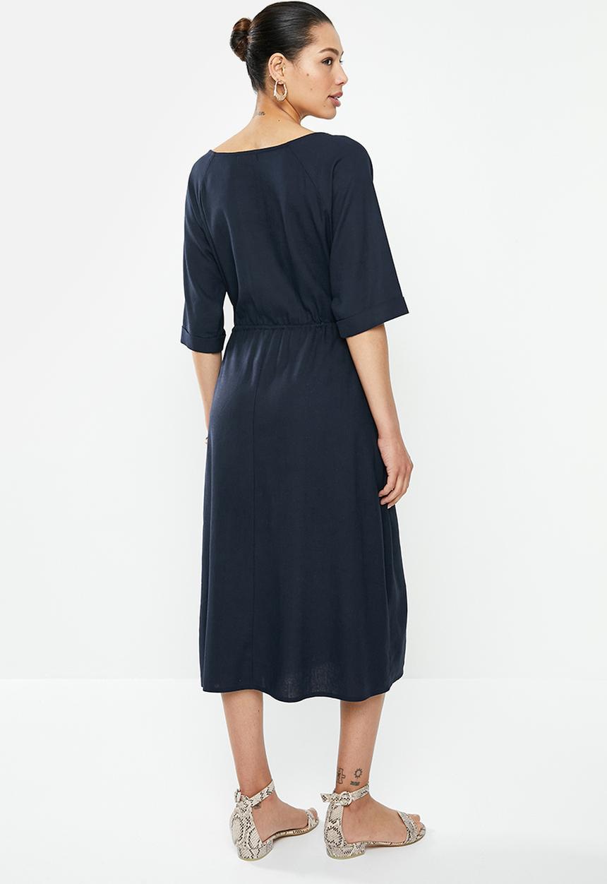 edit - Linen rope detail dress - navy