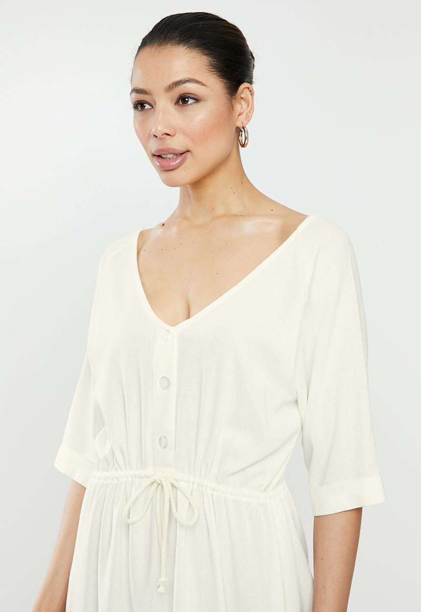 edit - Linen rope detail dress - neutral 