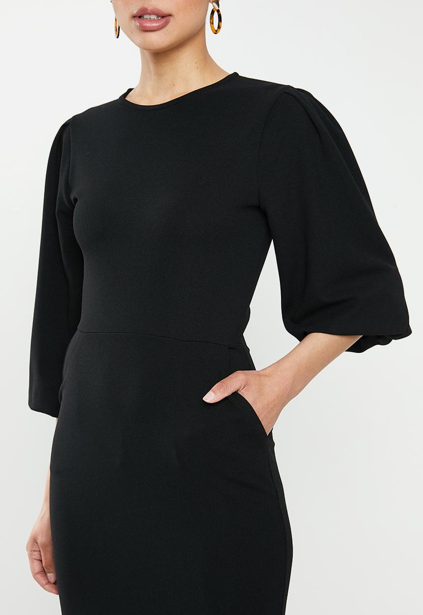 edit - Lantern sleeve shift - black