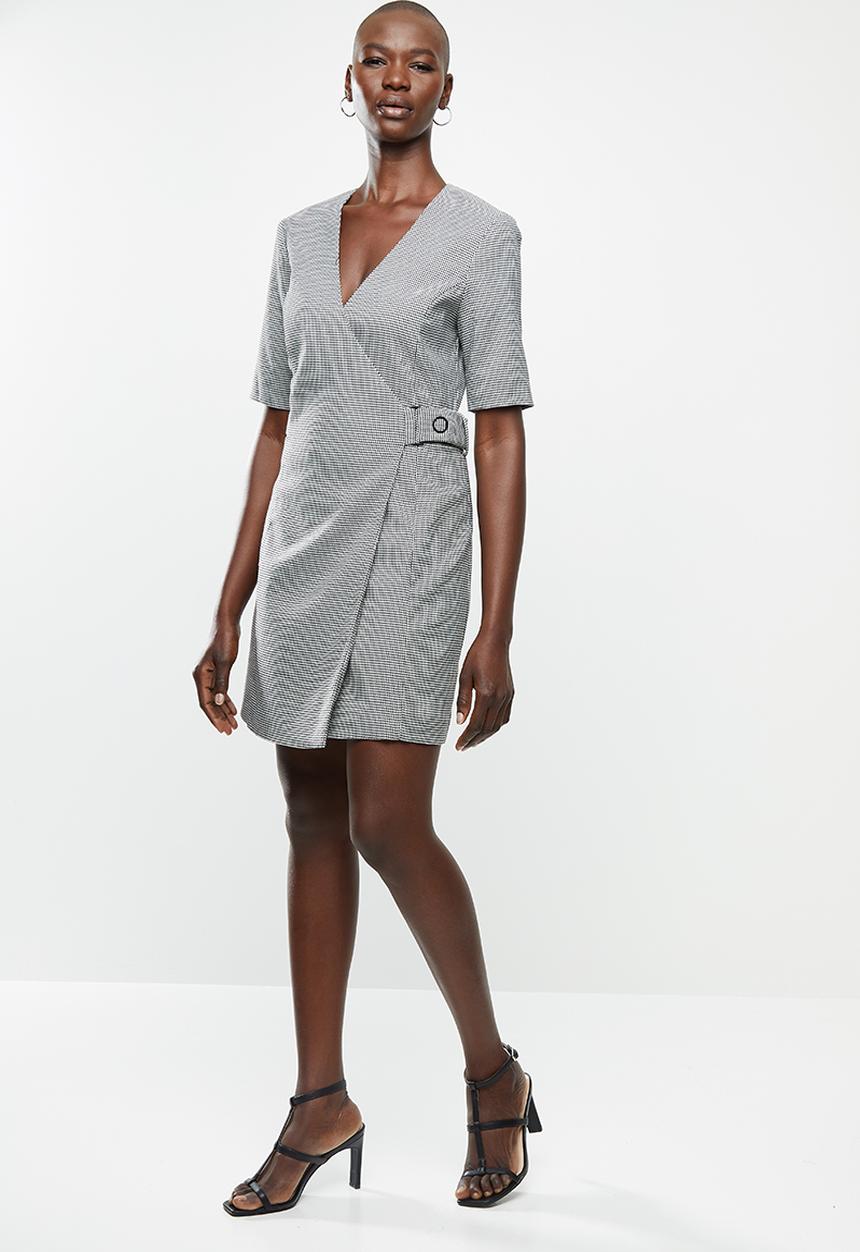 MANGO - Dress borecuad - black & white