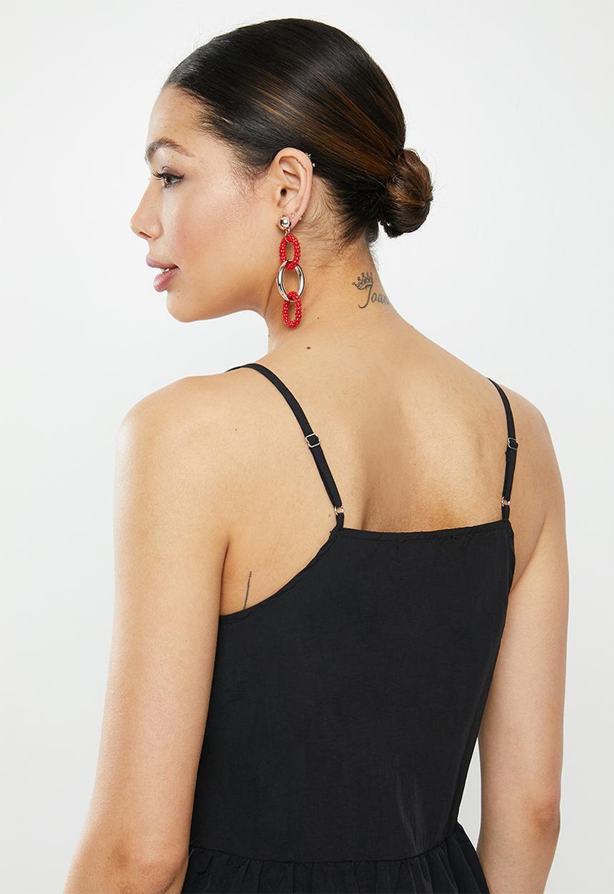 Missguided - Tiered strappy midi dress - black