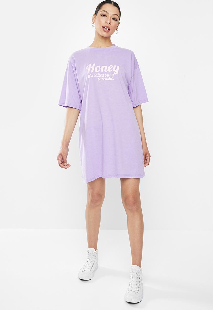 Missguided - Oversized T-shirt dress short sleeve honey - purple