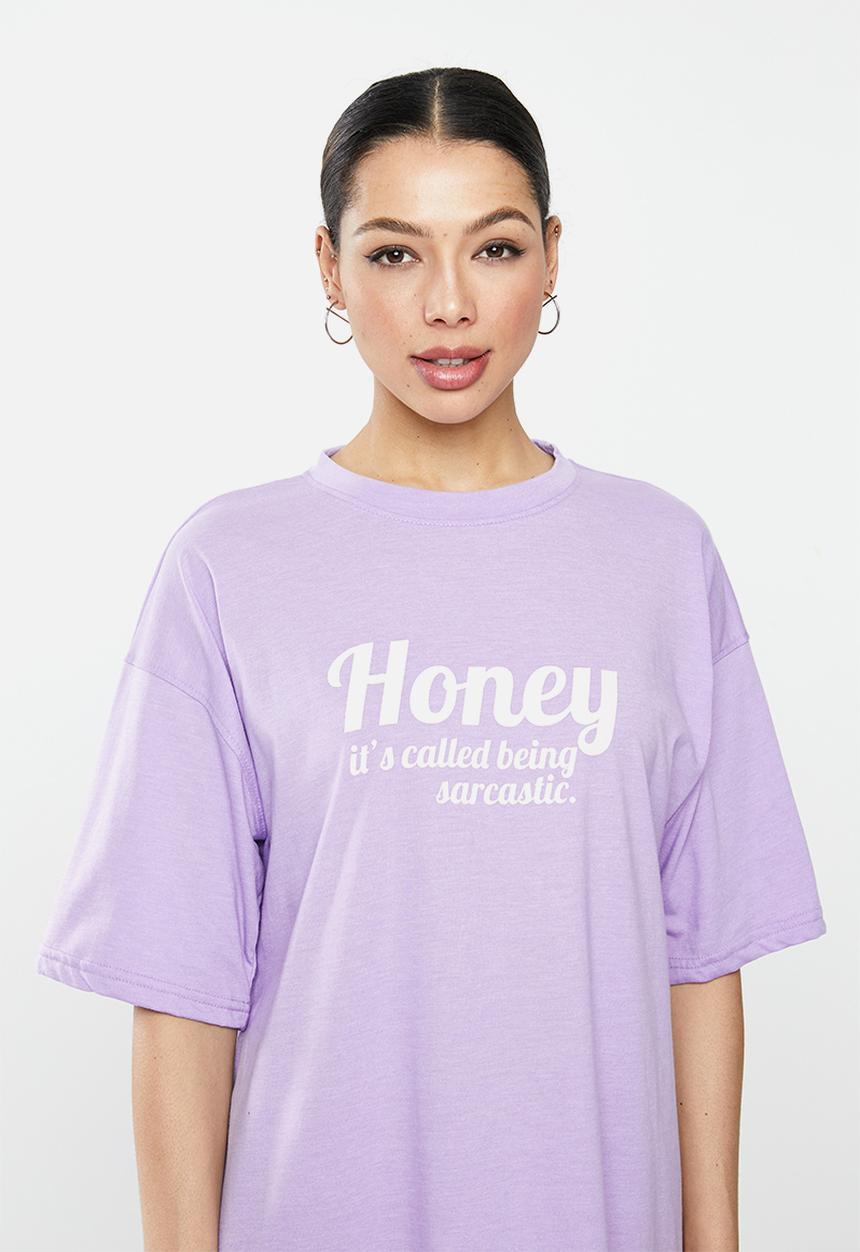 Missguided - Oversized T-shirt dress short sleeve honey - purple