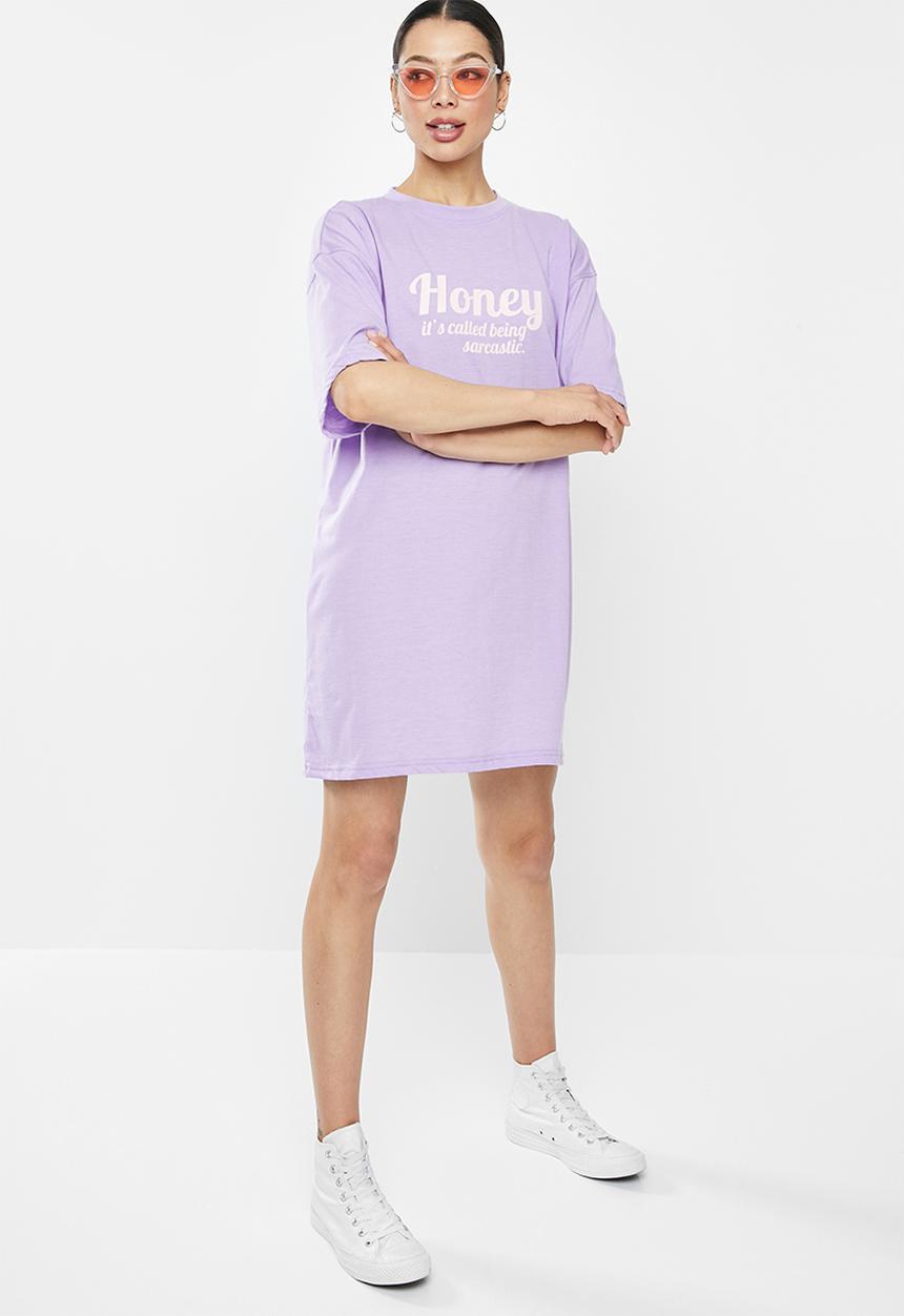 Missguided - Oversized T-shirt dress short sleeve honey - purple