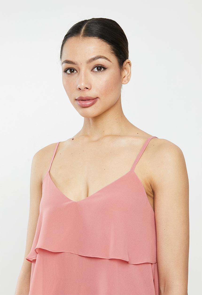 Missguided - Layered frill floaty playsuit - pink