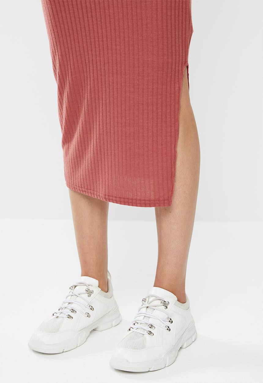 Missguided - Ribbed crop and midi skirt co-ord - pink