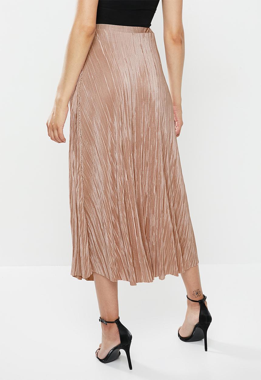 Missguided - Aline plisse midi skirt - pink