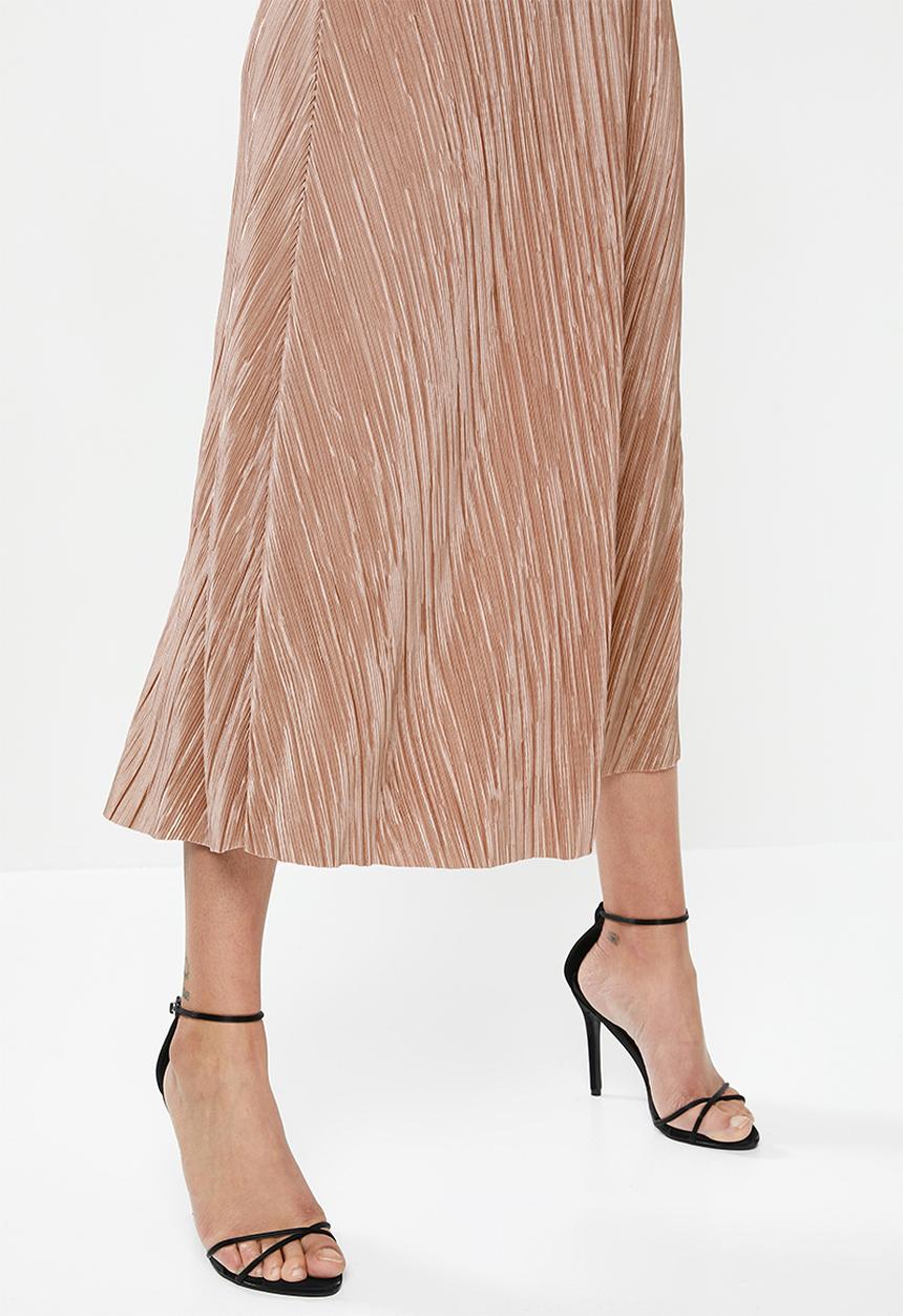 Missguided - Aline plisse midi skirt - pink