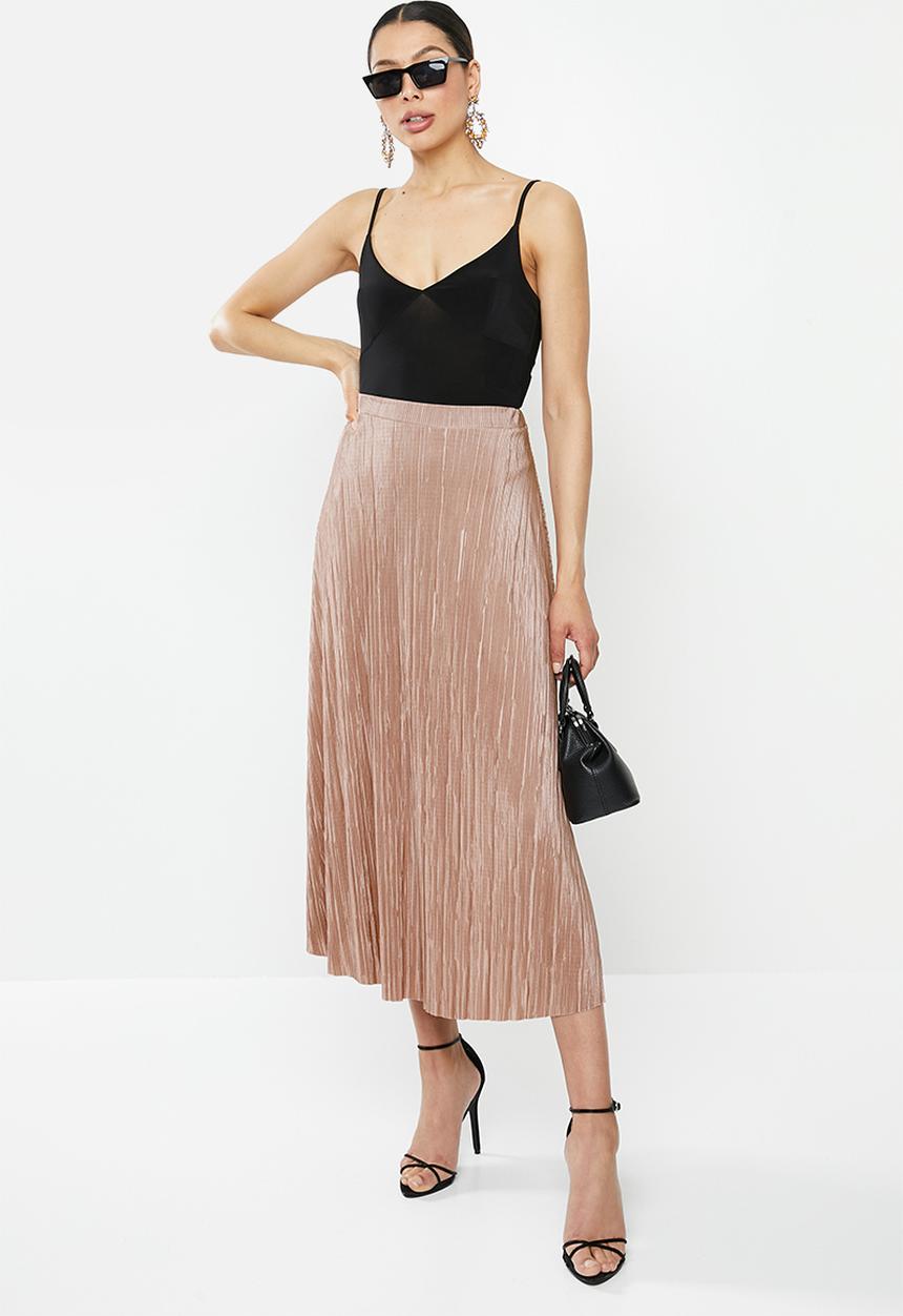 Missguided - Aline plisse midi skirt - pink