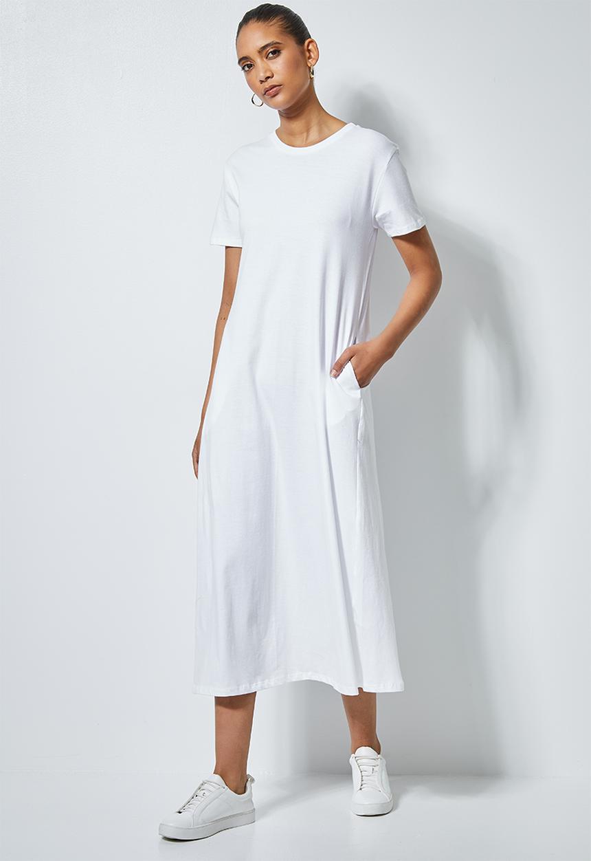 Superbalist - Trapeze pocket detail dress - white
