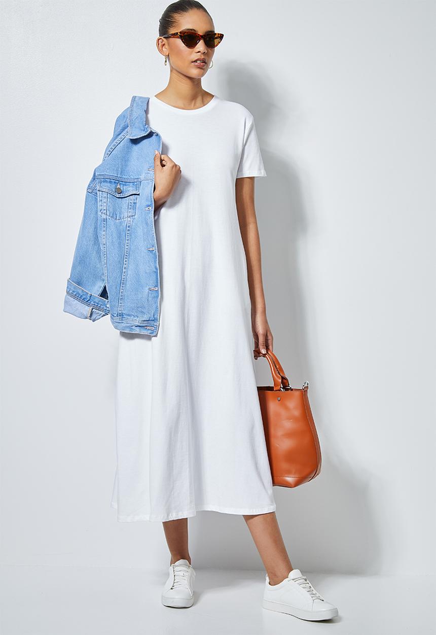 Superbalist - Trapeze pocket detail dress - white