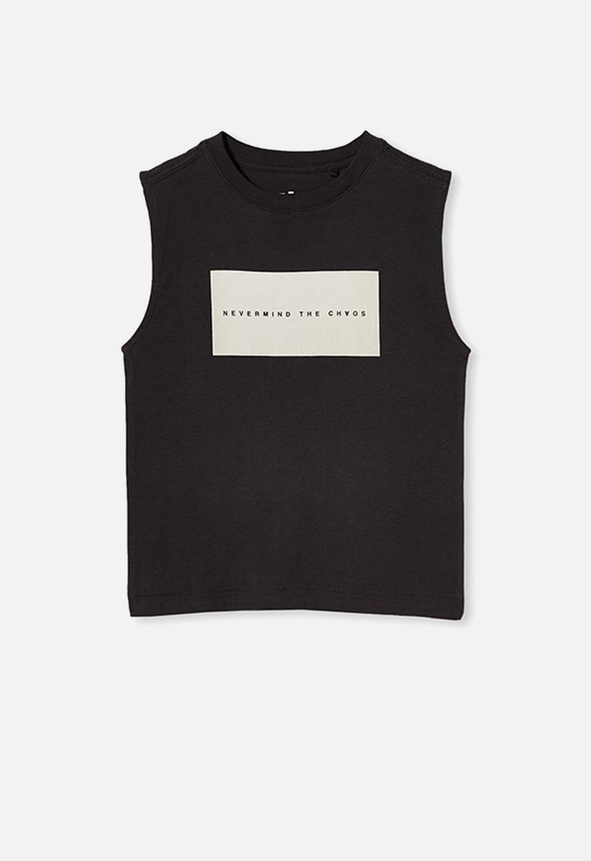 Cotton On - Otis muscle tank - phantom never mind the chaos