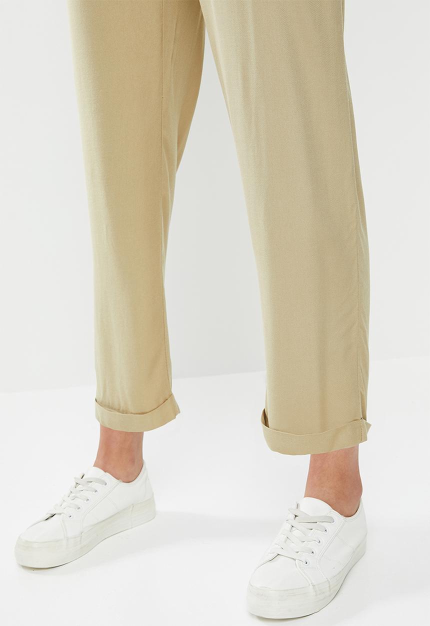 edit - Viscose twill drawcord pant - stone