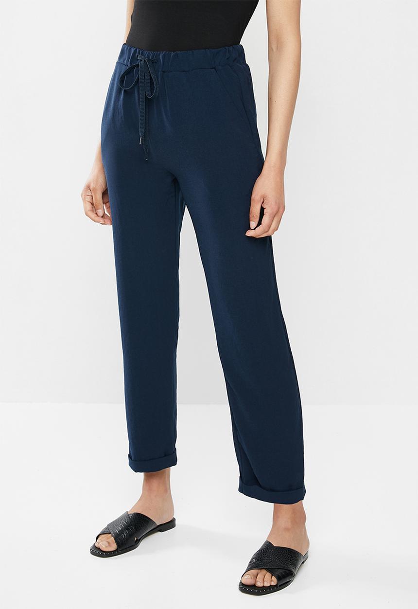 edit - Viscose twill drawcord pant - navy