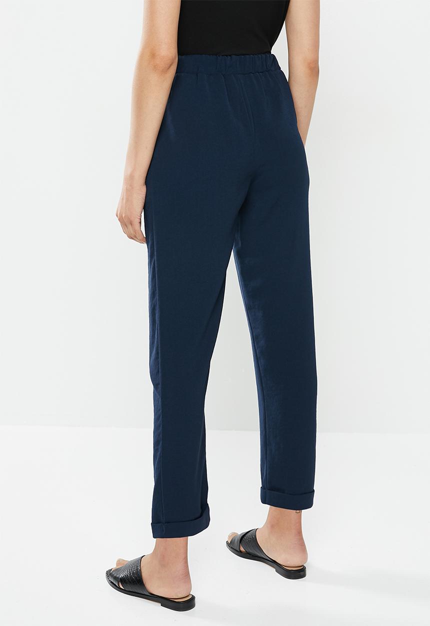 edit - Viscose twill drawcord pant - navy