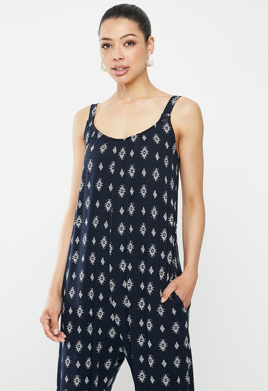 edit - Knit wide leg jumpsuit - navy 