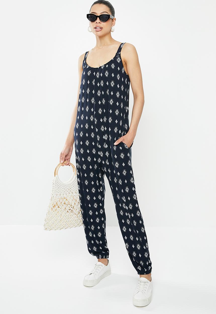 edit - Knit wide leg jumpsuit - navy 