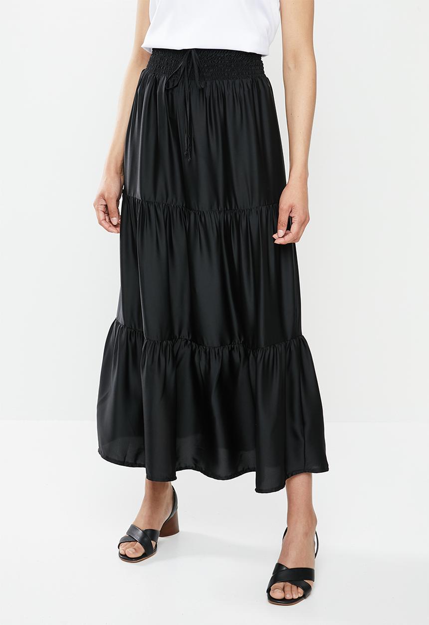 edit - Tiered peasant skirt - black