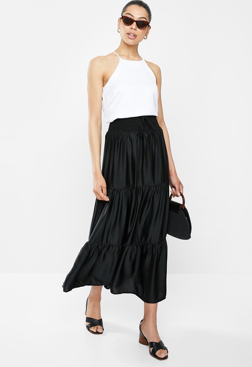 edit - Tiered peasant skirt - black