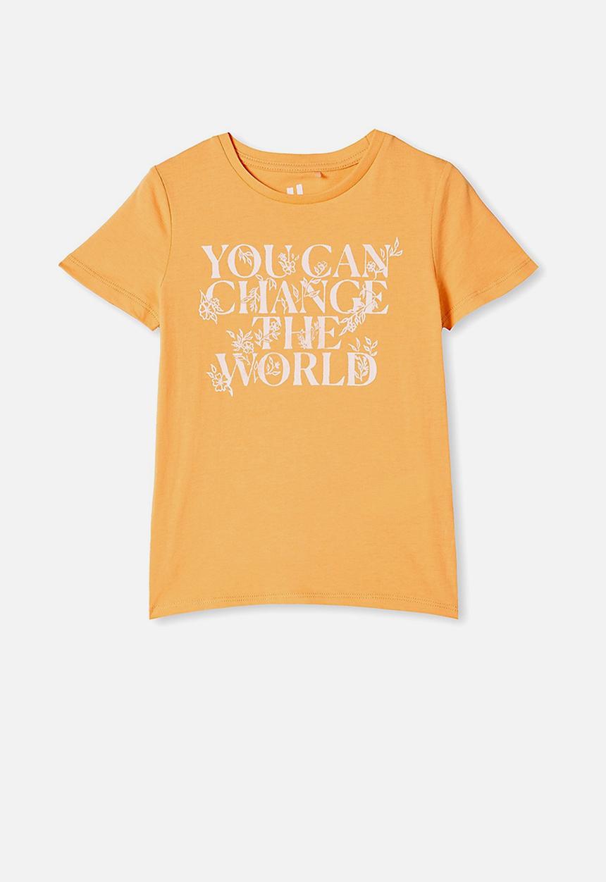 Cotton On - Penelope short sleeve tee - papaya you can change the world