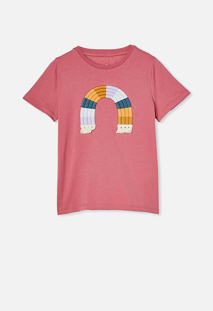 Cotton On - Stevie short sleeve embellished tee - very berry multi rainbow
