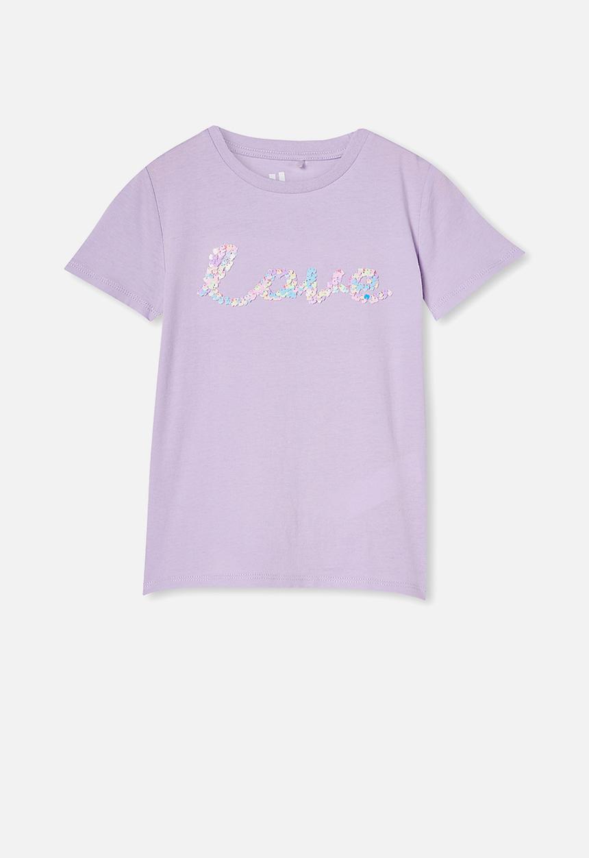 Cotton On - Stevie short sleeve embellished tee - vintage lilac rainbow love