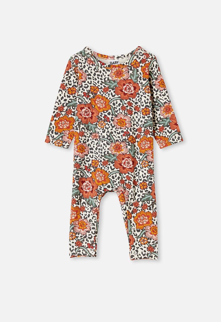 Cotton On - The long sleeve snap romper - multi