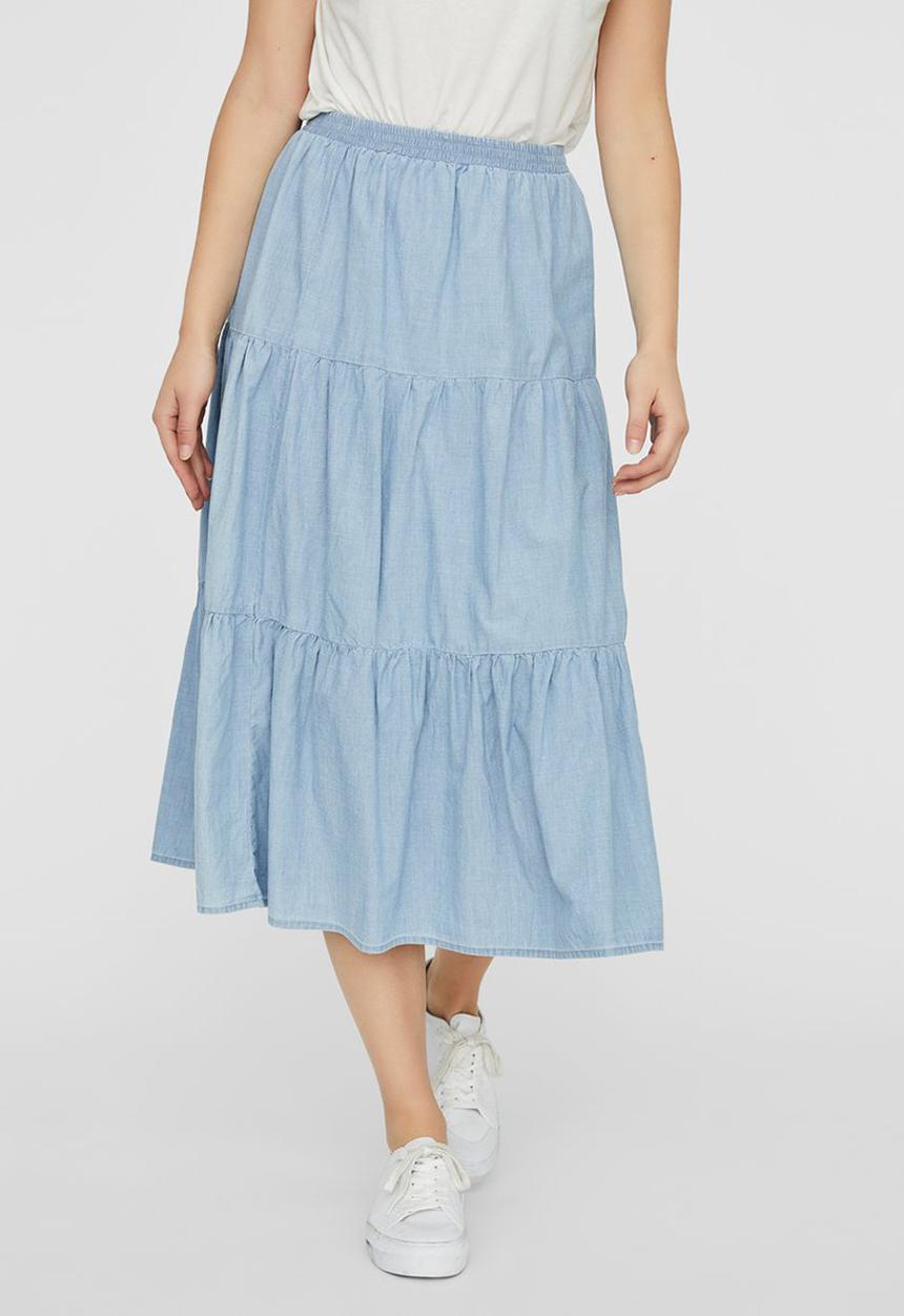 Vero Moda - Cindy chambray long skirt - blue