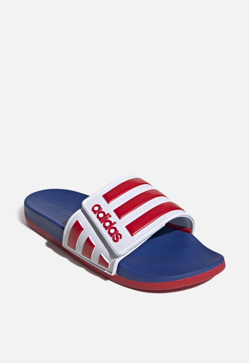 adidas Originals - Adilette comfort adjustable slide - cloud white / scarlet / royal blue