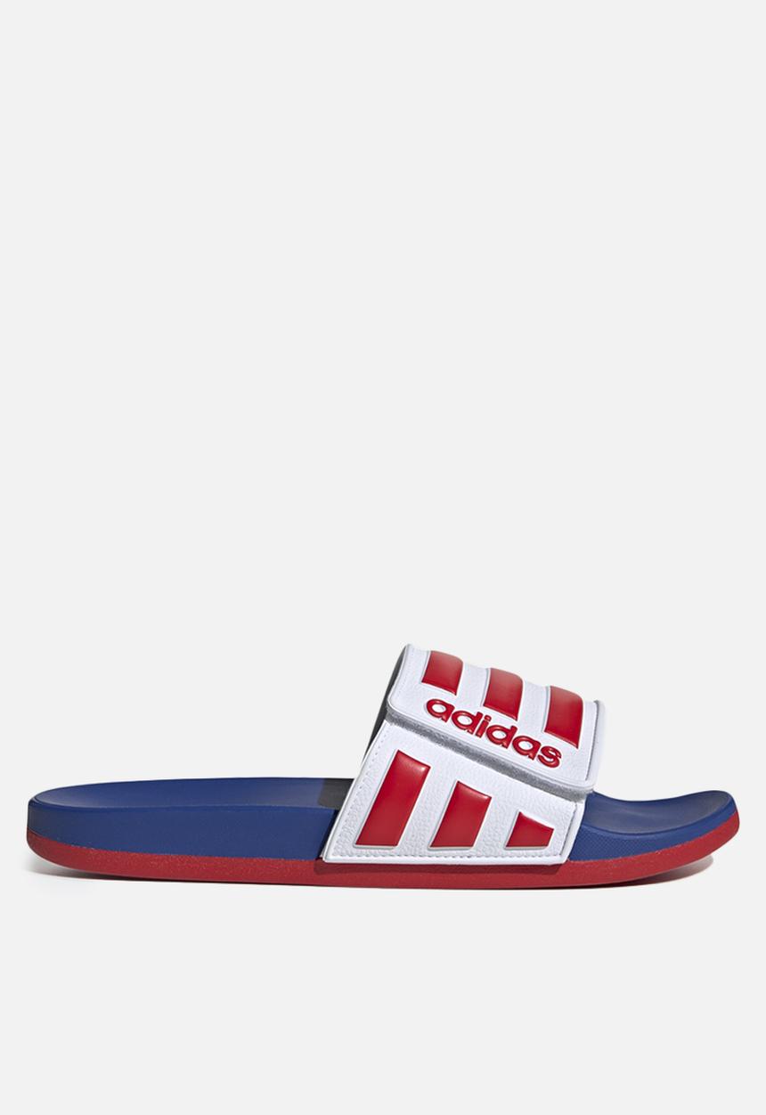 adidas Originals - Adilette comfort adjustable slide - cloud white / scarlet / royal blue
