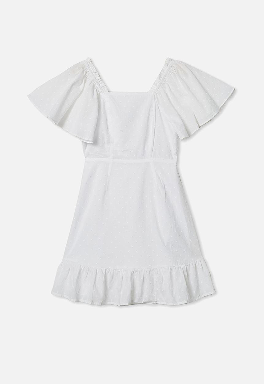 Free by Cotton On - Salma short sleeve dress - white
