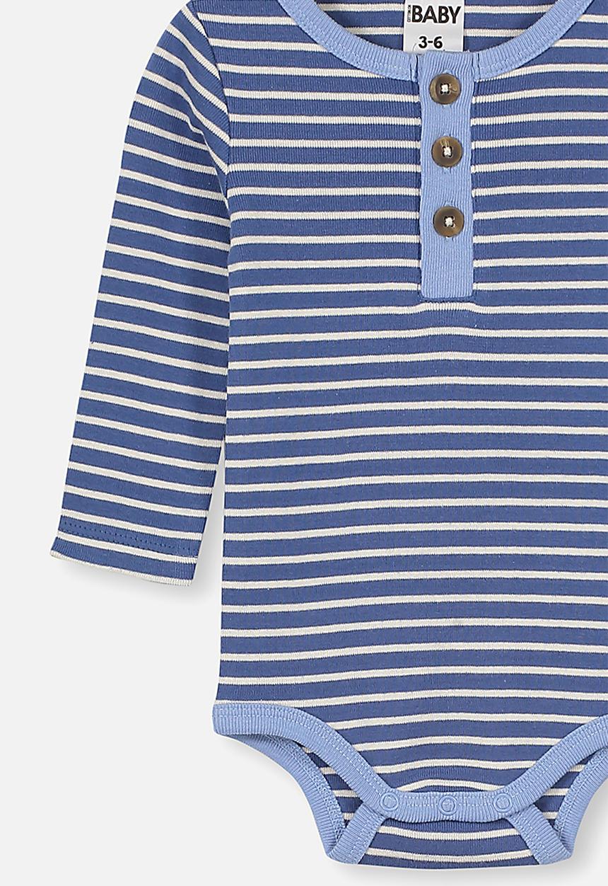 Cotton On - The long sleeve placket bubbysuit - blue 