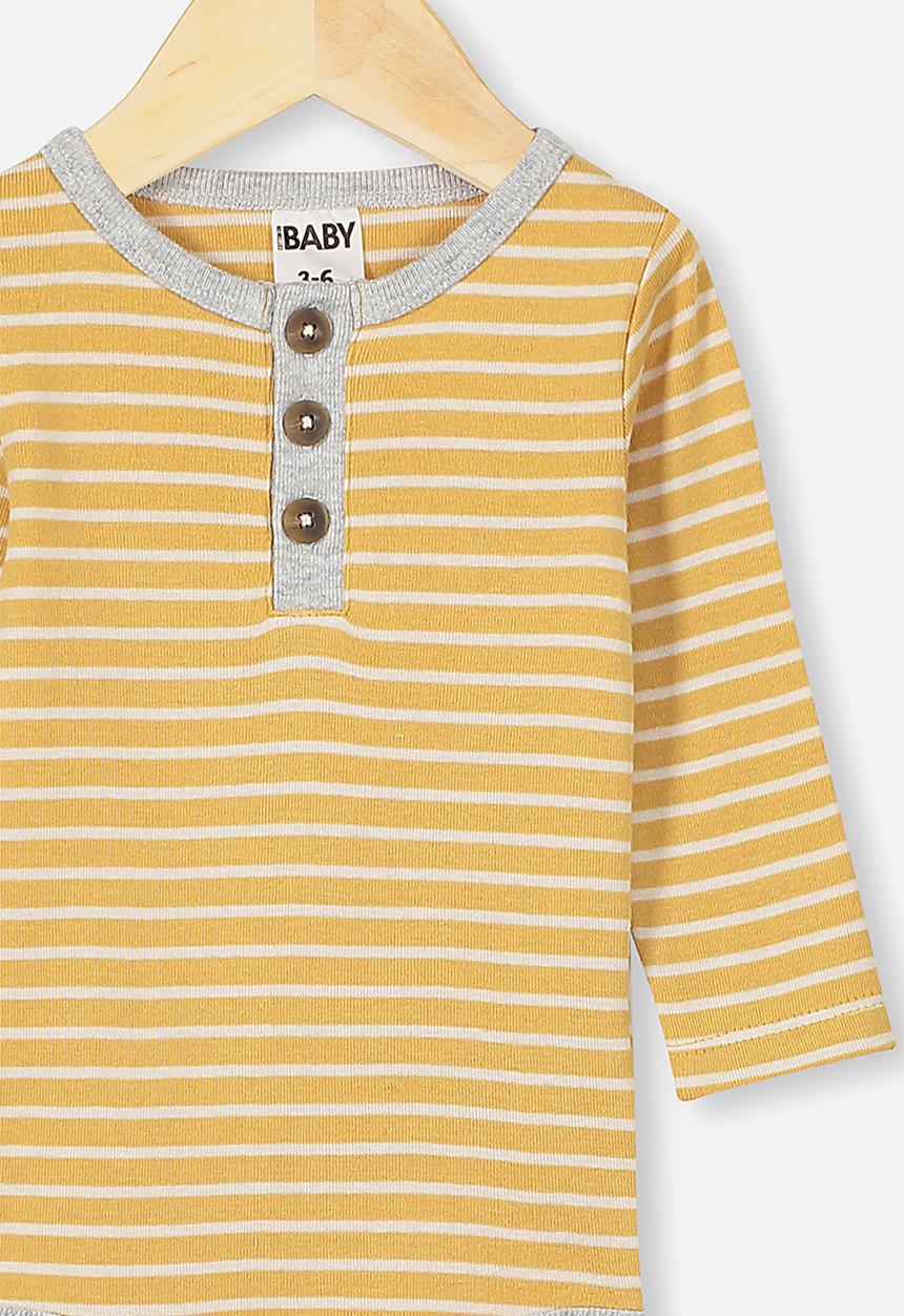 Cotton On - The long sleeve placket bubbysuit - yellow